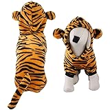 犬 服 犬服トラ 虎 秋冬 虎柄あたたかカバーオール フード付き 防寒 犬服 虎 お正月 新年 年賀状 初詣 傷なめ防止 抜け毛対策 コスチュームハロウィンコスプレ犬コスチューム (L)