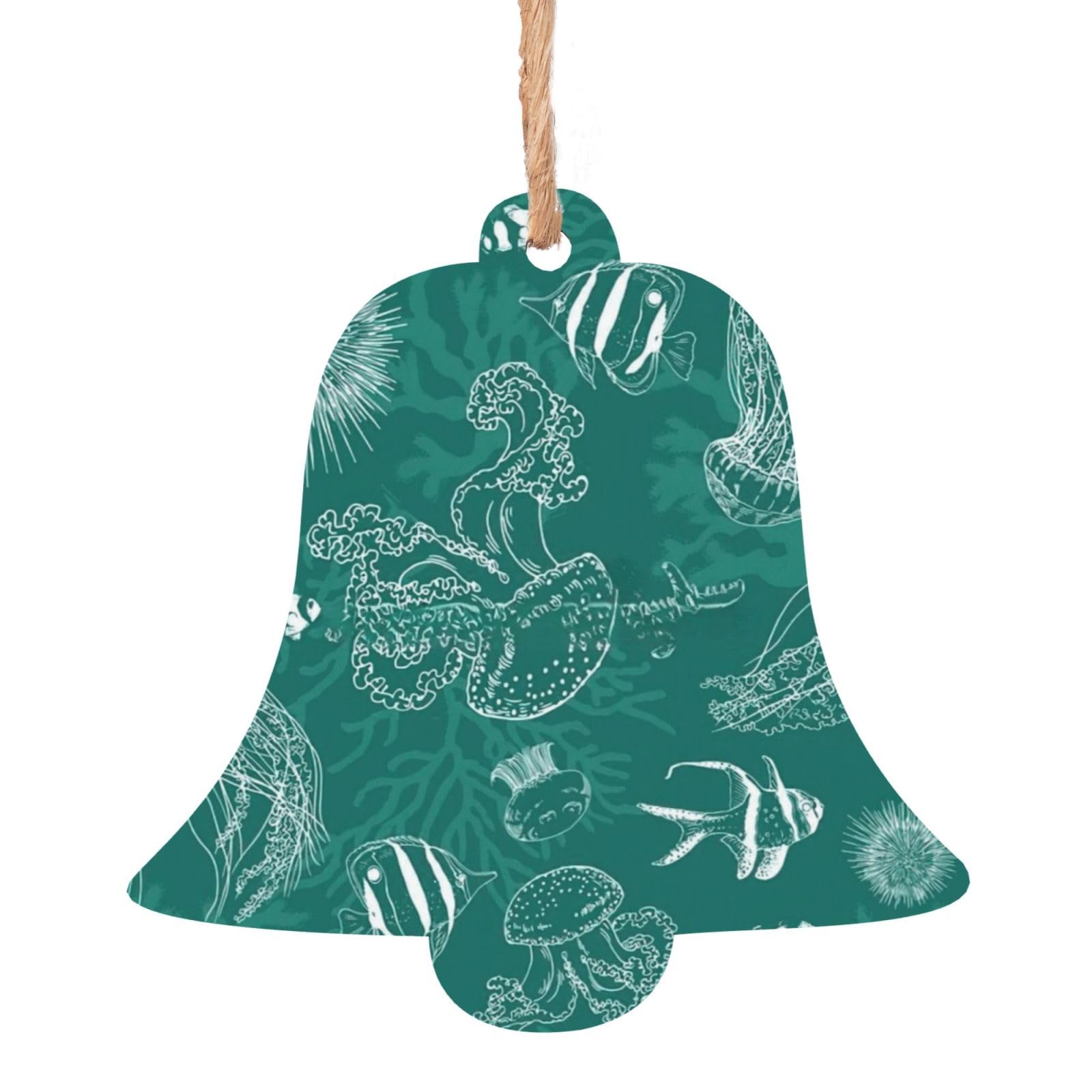 Dolphins Flowers Sea Starfish Coral Seashell Print Wooden Christmas Decorations,Christmas Tree Ornaments Christmas Wooden Gift Tags