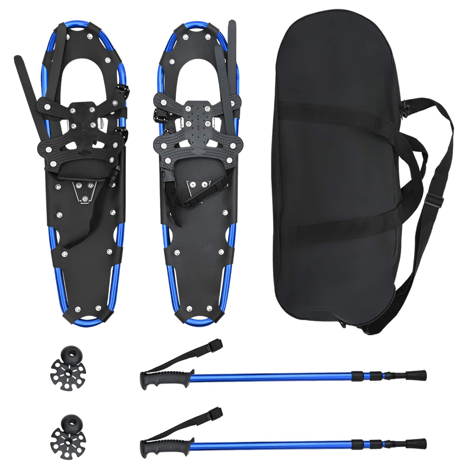 vidaXL Racchette da Neve 3 in 1 con bastoni da Trekking Blu e Nero, Ciaspole in Alluminio per Il Giardino, Attrezzatura Outdoor Regolabile, Accessori Moderni per Camminare sulla Neve
