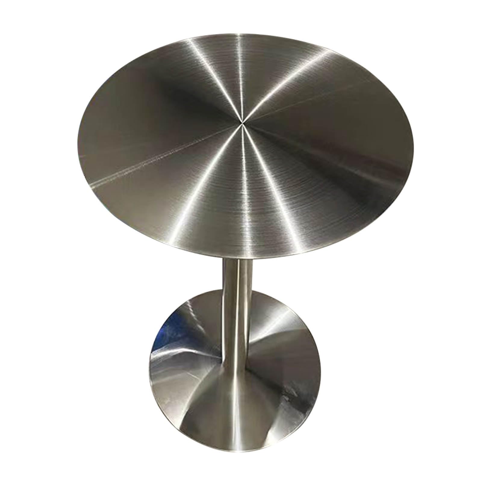 Round Dining Tables Leisure Table with Stainless Steels Table Top and Stable Base for Living Room Balcony Garden Outdoor, Space Saving(50x50x75cm)