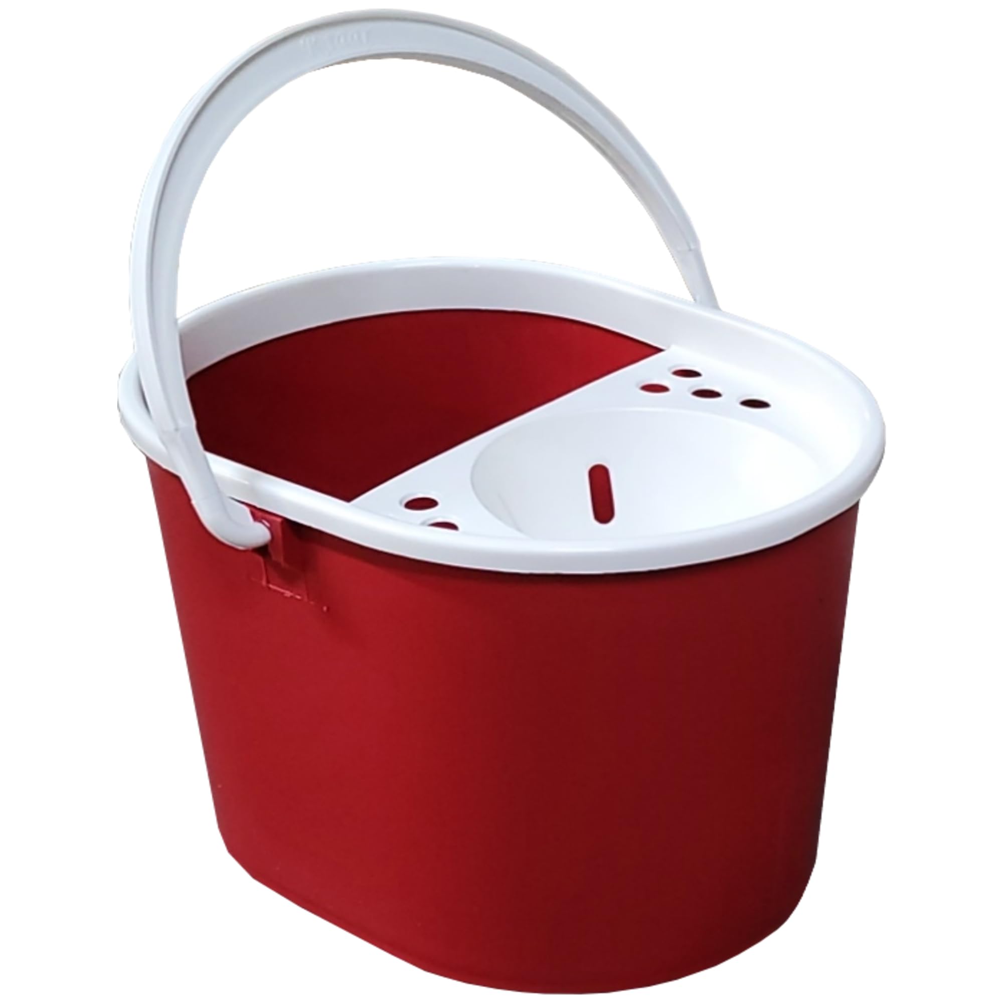 Ketobarrow Red Plastic Mop Bucket With Wringer 12 Litre – Floor Bucket For Small Area Cleaning And General Mopping – Colour Coded Plastic
