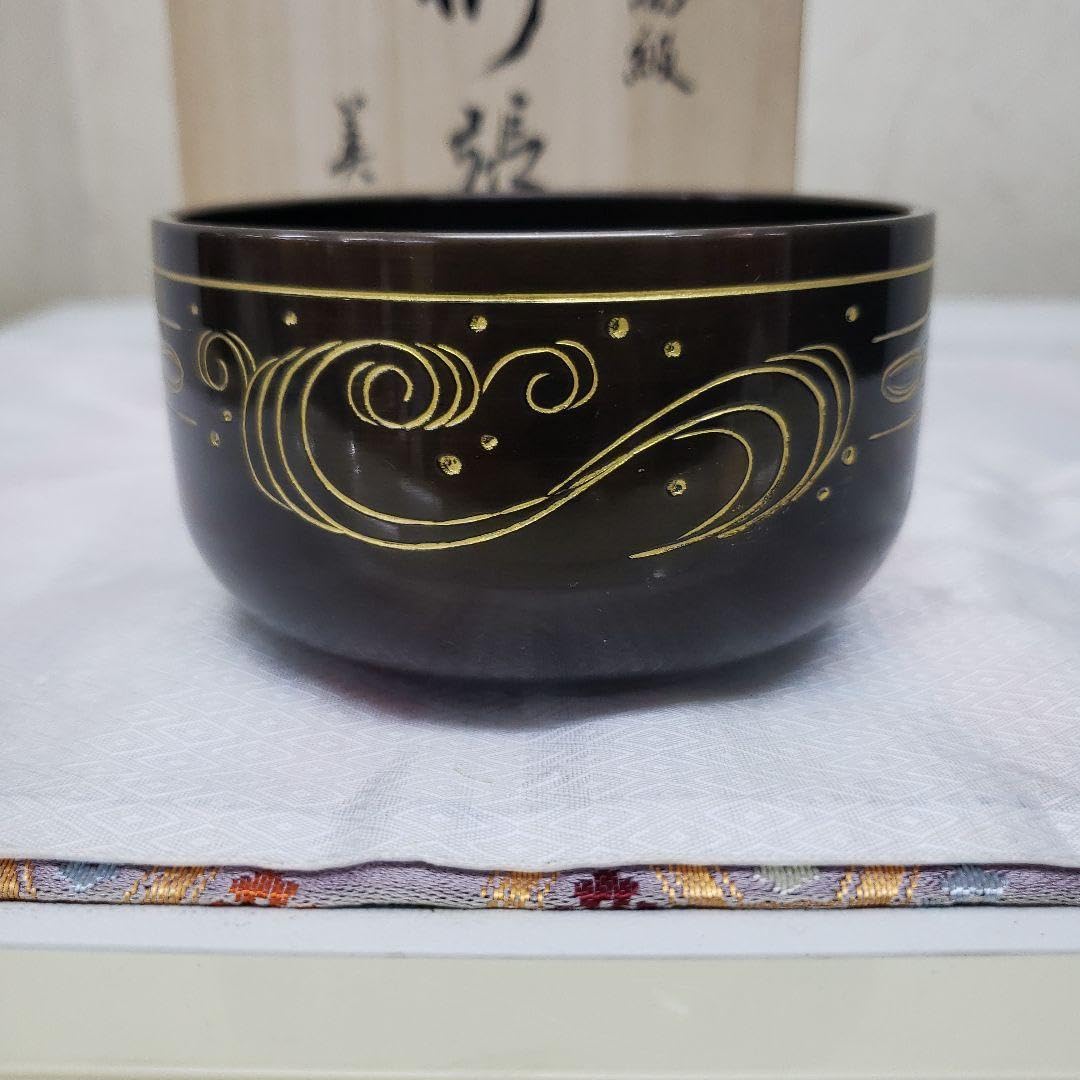 Amazon.co.jp: 砂張 りん 3,5寸 黒色 銅製仏具 金色模様付 : ホーム 