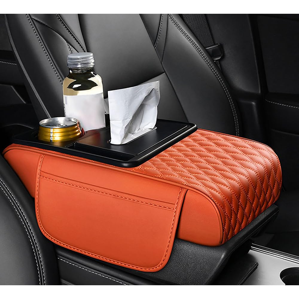 Zjjstt Orange Car Center Console Cover For Cadillac Lyriq 2022–2025,Arm Rest Lid Cushion Protector Multifunctional Armrest Cushion Pad Interior Accessories,