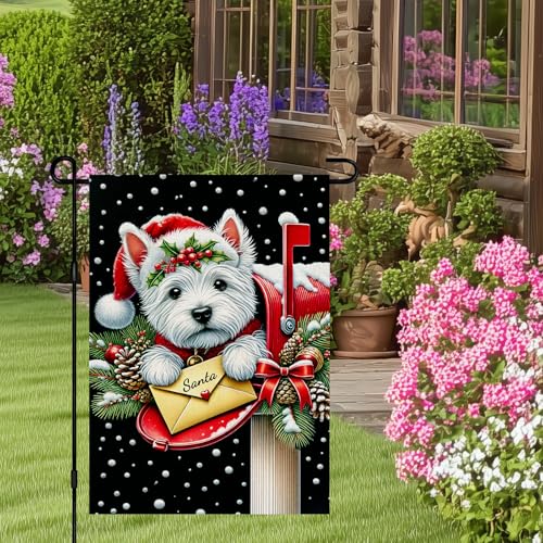 Image of BlissYard Christmas Westie Dog Garden Flag 12x18 Inch Polyester