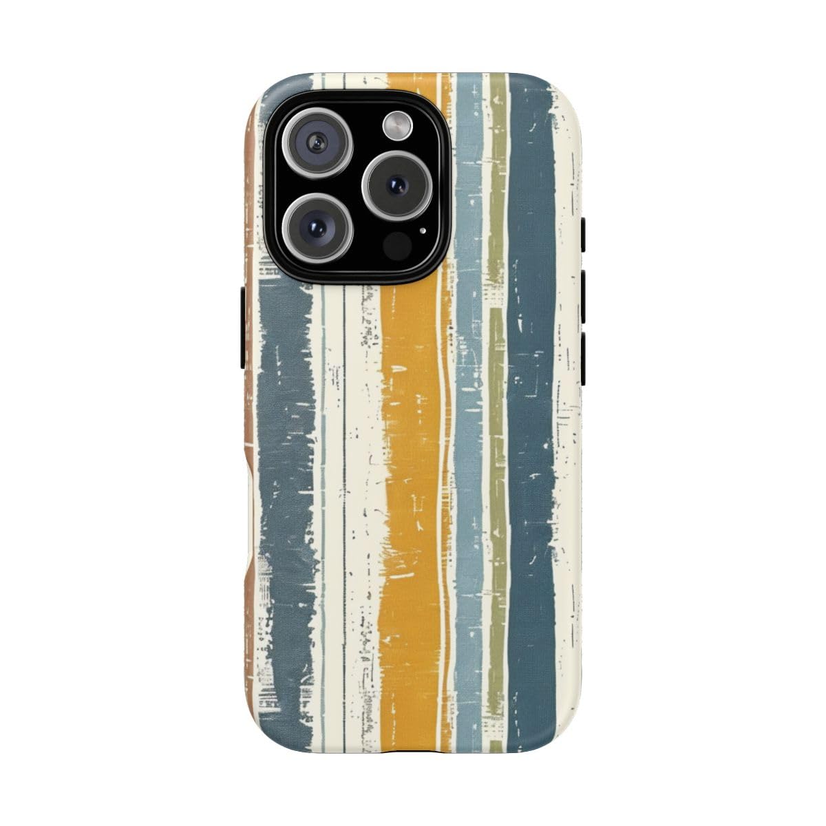 Coque iPhone 16 Pro rigide mate style lin rayé rustique haut de gamme