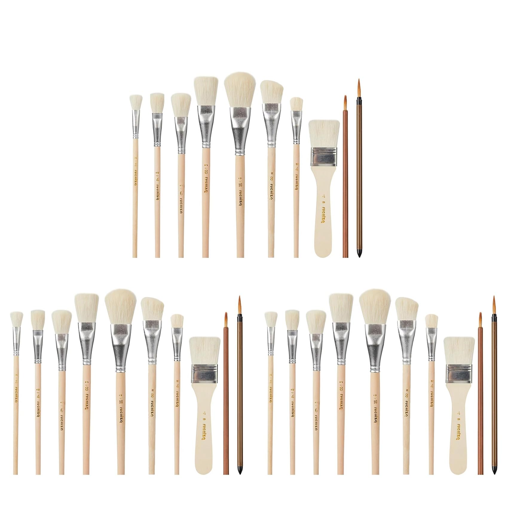 Jnchdghwa Mop Brush for Acrylic Painting,30 PCS Glaze Brushes for Pottery Goat Hair Blend Mop Brush Set for Pottery Acrylic Paint