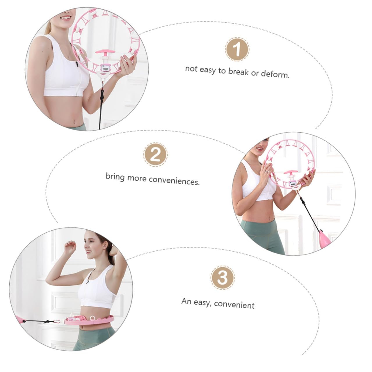 Verstellbarer Fitness-Reifen mit Zählfunktion Abnehmbar aus Robustem PP Geeignet für Bauchtraining Postpartum Anfänger und Profis für Effektives Workout mit Ball