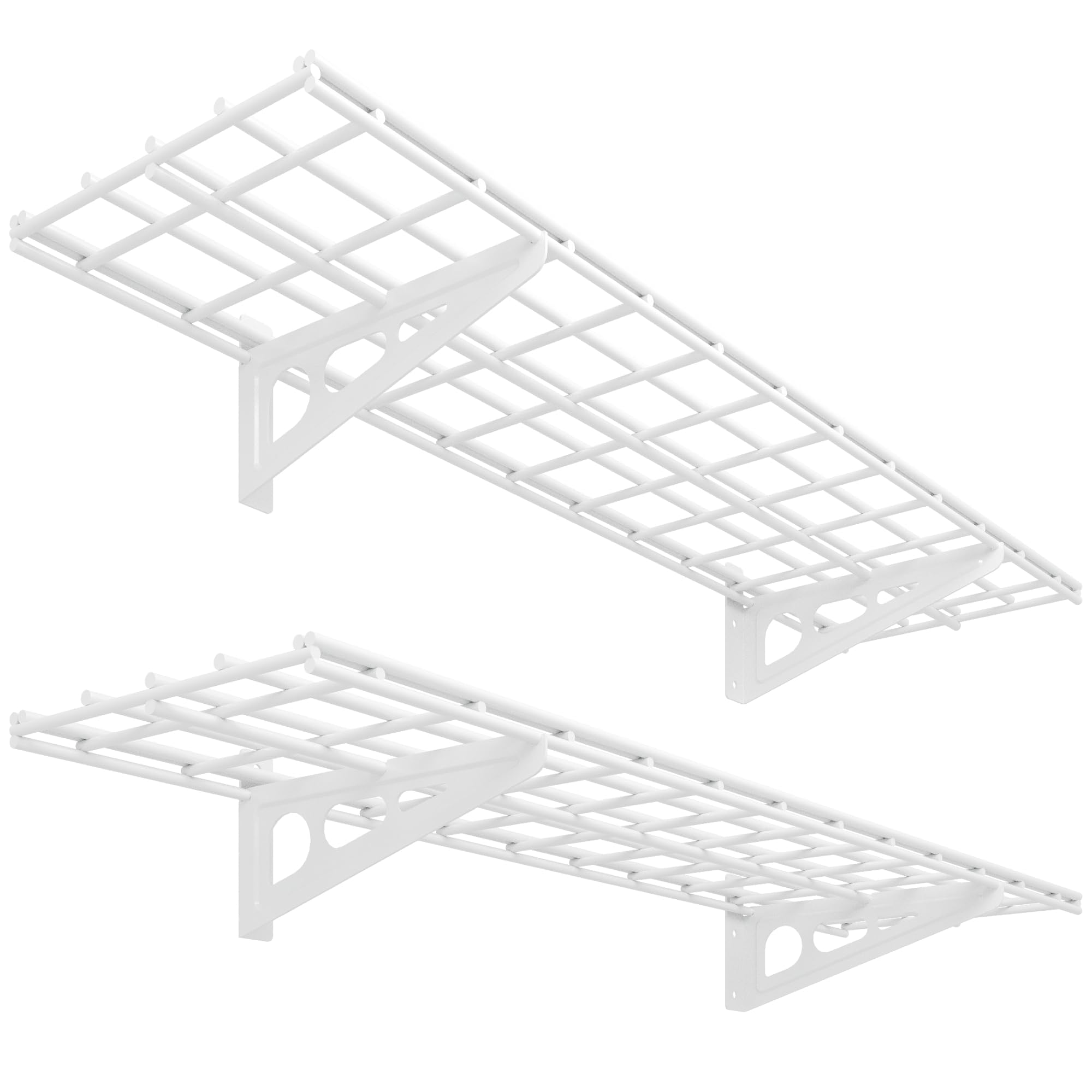 FLEXIMOUNTS 2-Pack 1x4ft 12-inch-by-48-inch Wall Shelf Garage Storage Rack Wall Mounted Floating Shelves, 450 lbs Load Capacity, White