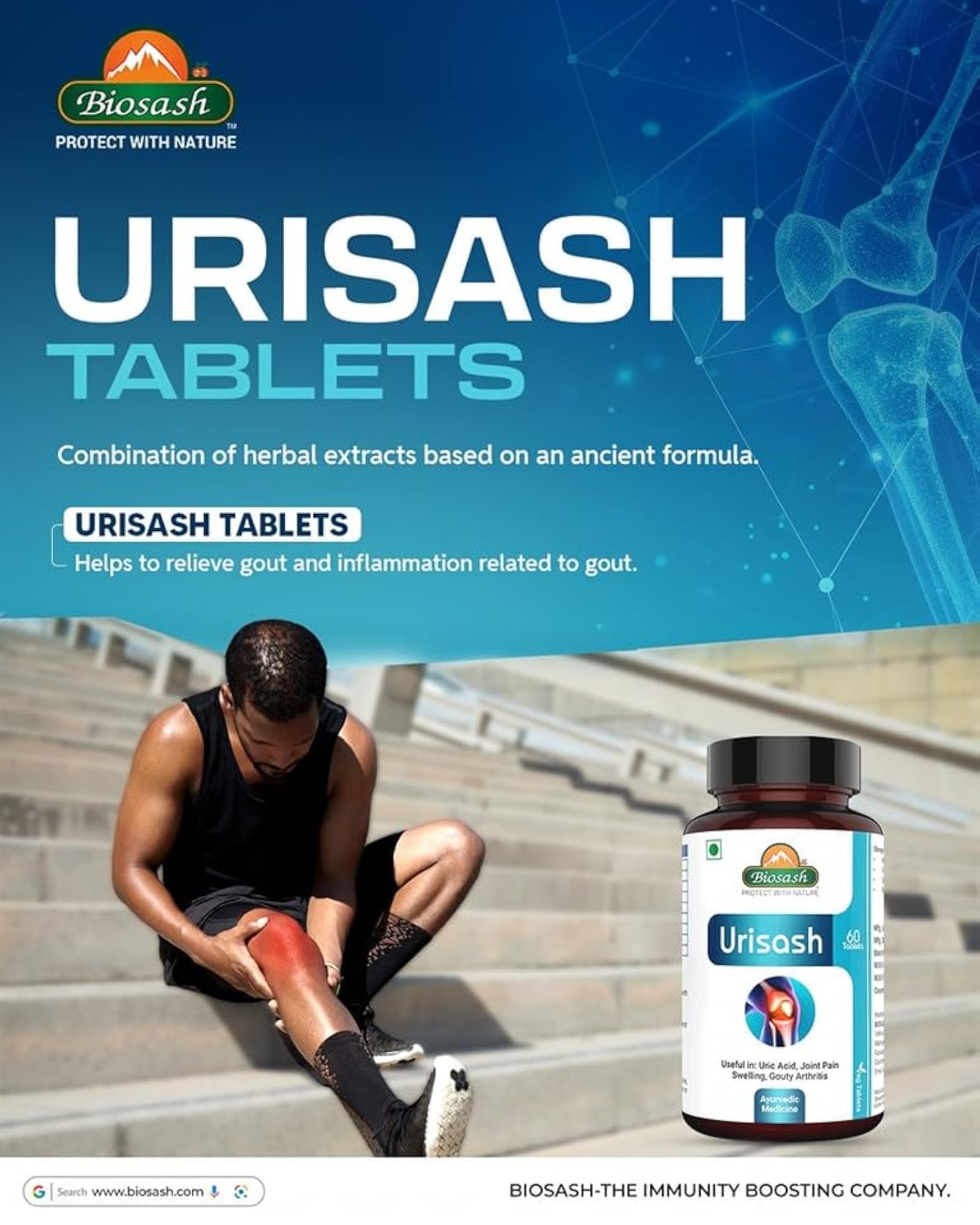 Biosash Urisash Tablets for Urinary Tract Health, 60 Tablets