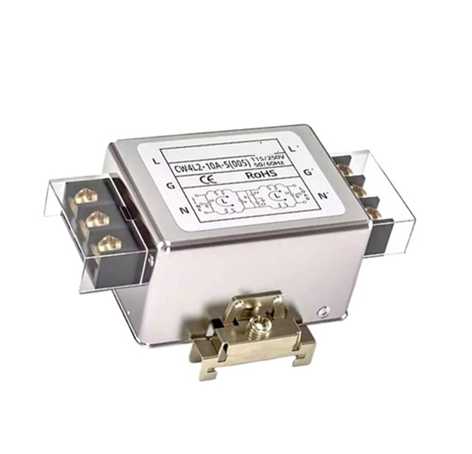 MBPAIHOP CW4l2-S (005) 3A to 40A single-phase power filter CW4L2 Bipolar guide terminal block 220v AC power supply anti-interference(20A)