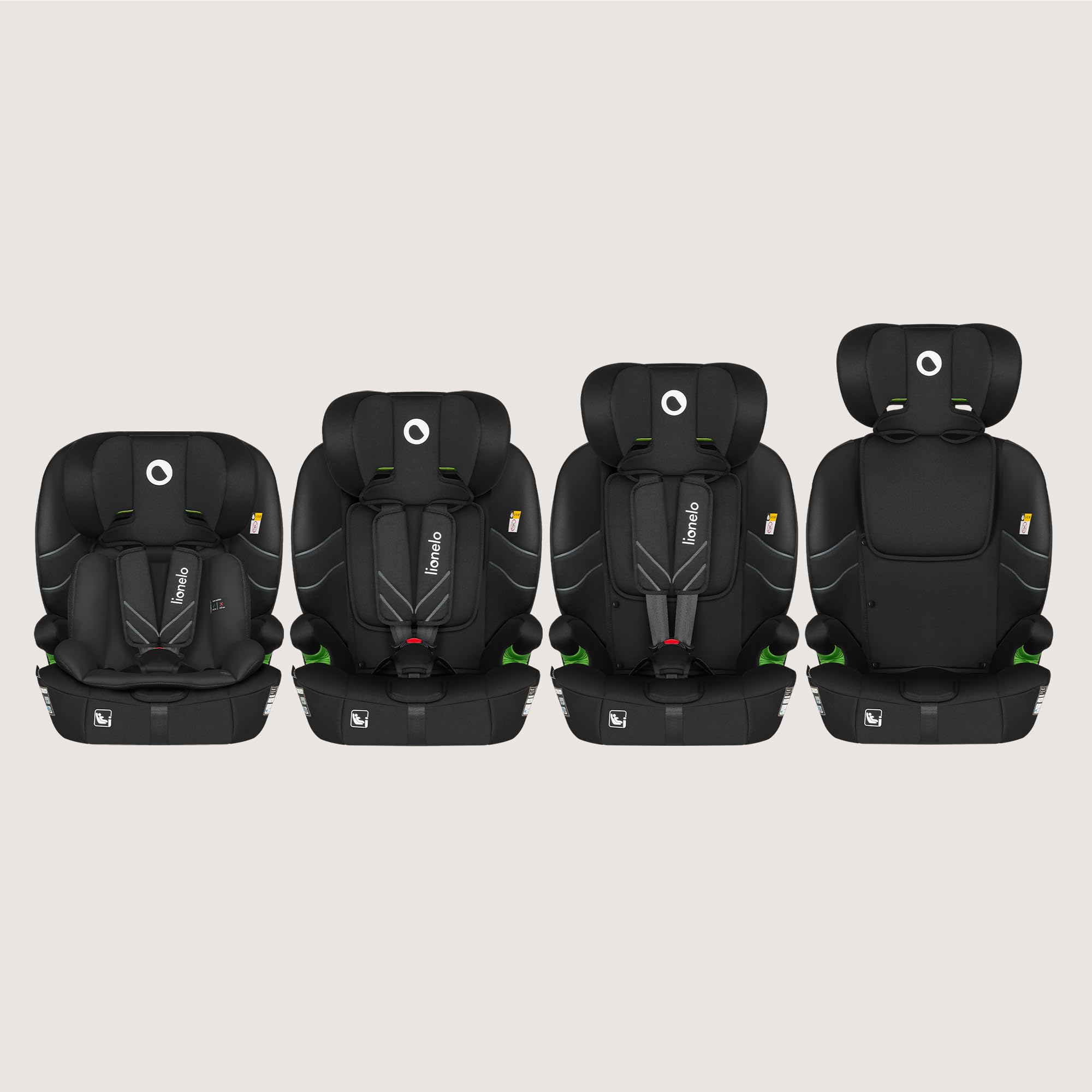 Lionelo Levi Fix I-SIZE fotelik dziecięcy 76-150 cm do 18 kg, grupa 1 2 3, osłona boczna, regulacja zagłówka 10 stopni, ISOFIX i montaż Top Tether, R129 i-Size