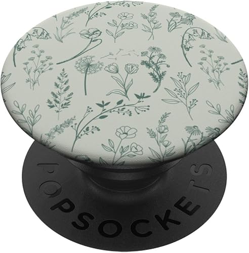 Patrón de flores silvestres verde salvia PopSockets estándar PopGrip