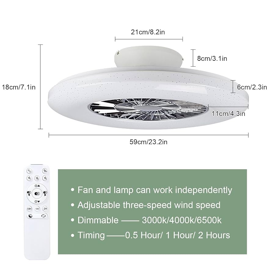 EKDADL Ceiling Fans With Lights And Remote Flush Mount Modern Indoor 19