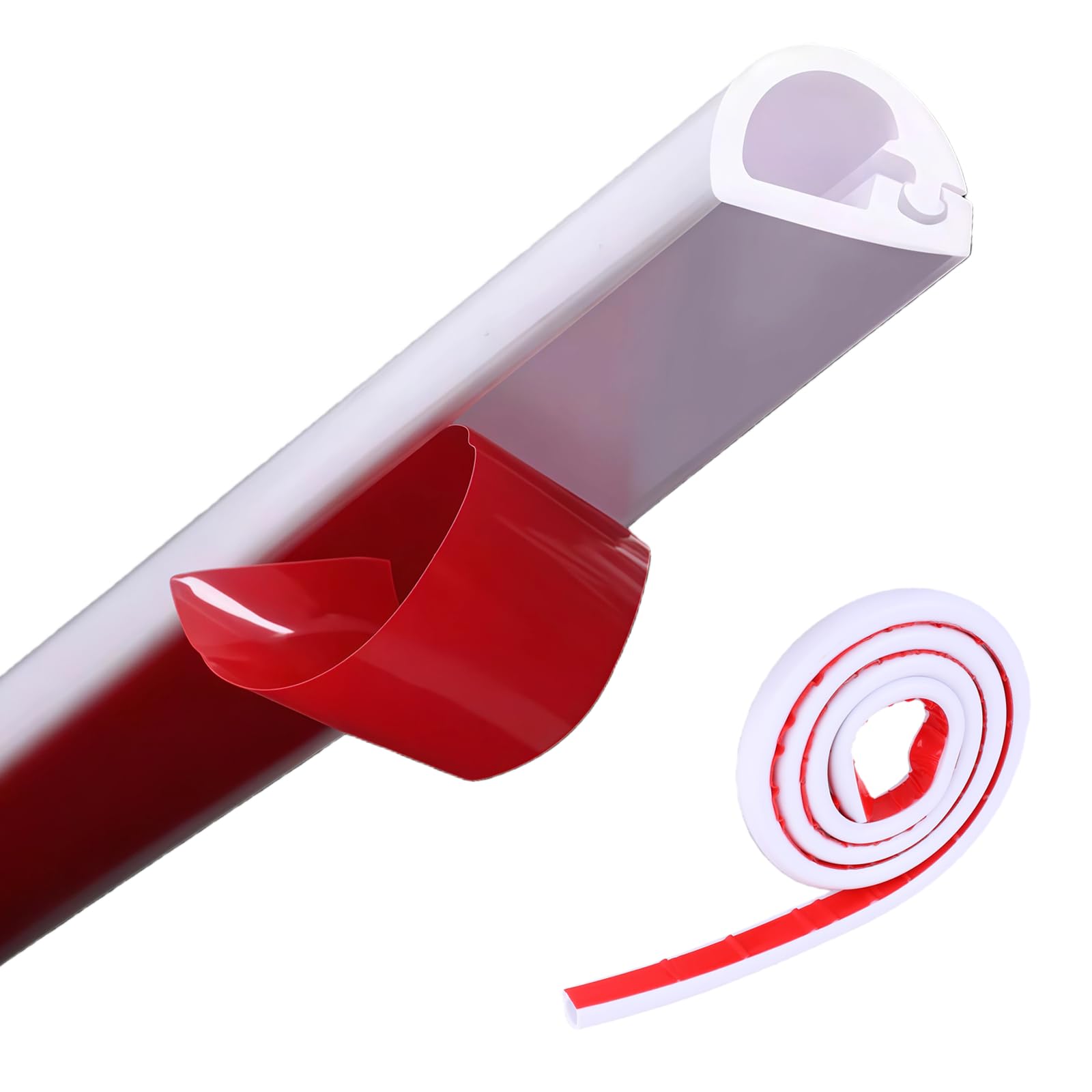 White Cable Trunking Self Adhesive For 1 Electric Cables,Extension Cord Covers for Wires on Wall Self-Adhesive Wire Hider for Cables for Wires Wall, Suitable for Wall, Floor & Ceiling Cables Managemen