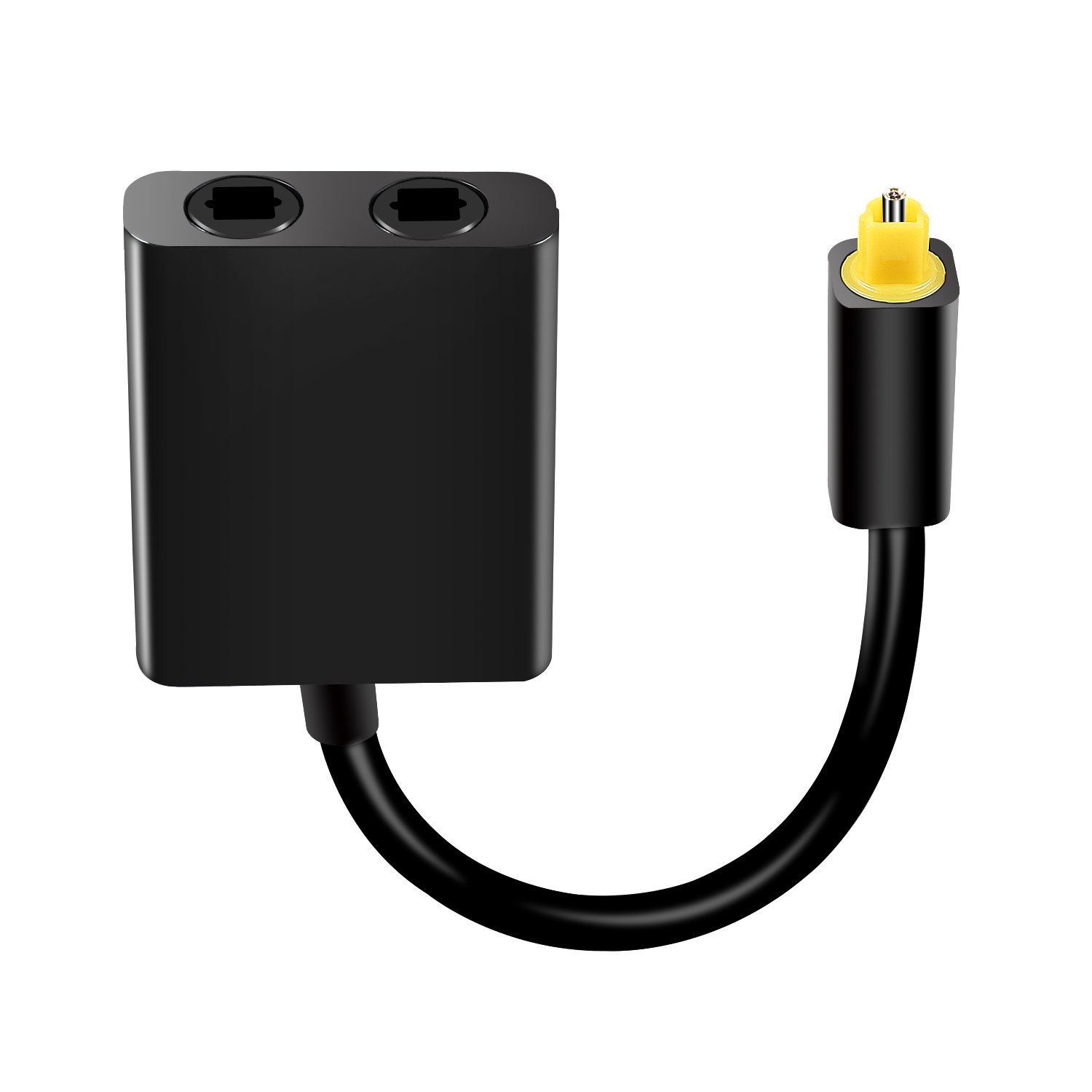 Microware 2 Port Optical Fibre Audio Splitter Toslink Digital Optical 1 to 2 Fiber Optic Splitter 1 in 2 Out Audio Adapter Cable 1 Input 2 Output (Black)