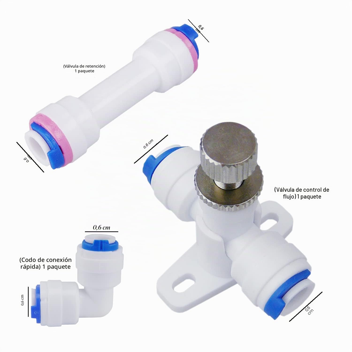 smardy ZO014 Kit de Conectores con 10m de manguera 1/4 pulgada (6,35mm) – para neveras side by side, ósmosis inversa, frigorífico americano y filtro de agua – montaje rápido sin herramientas