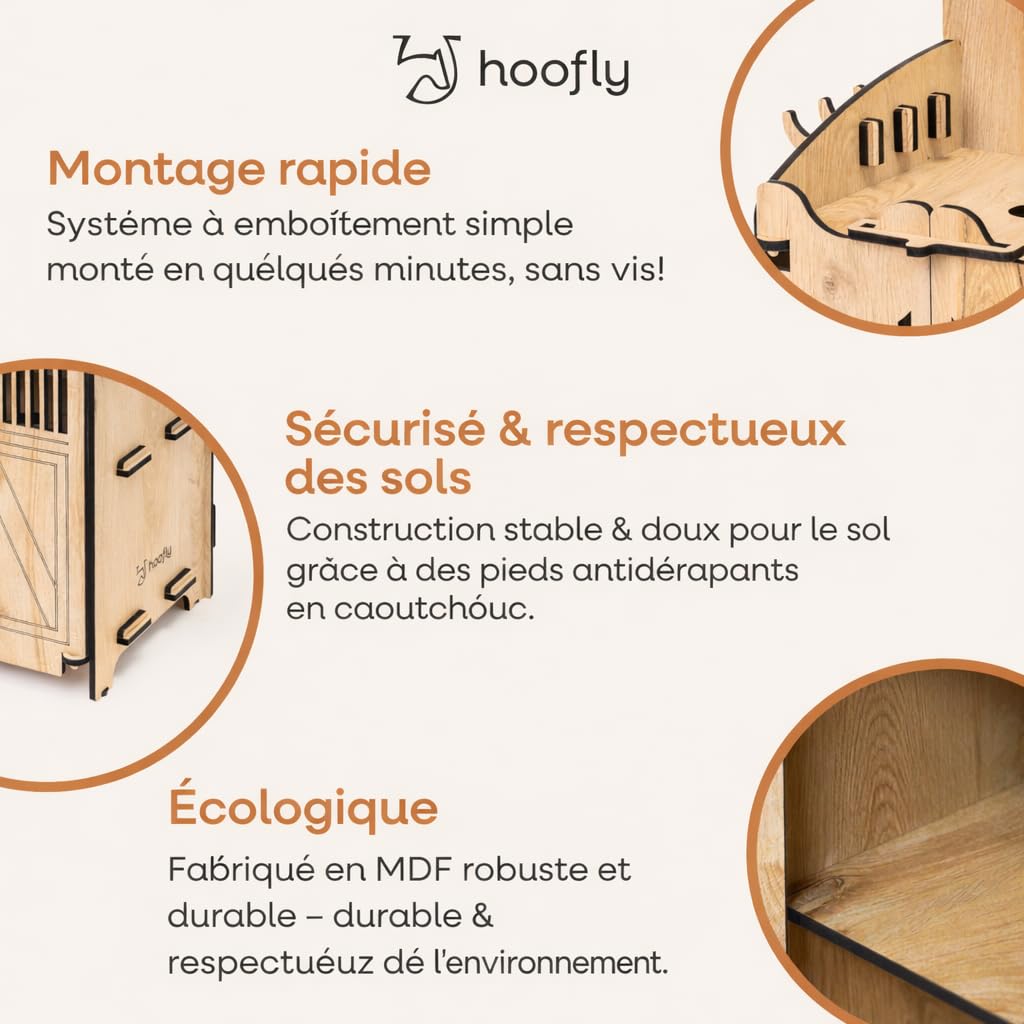 Hobby Horse Écurie – Accessoire Pratique avec Portes, Rangement & Crochets/Box en Bois Robuste pour 2 Chevaux bâtons/Support Stable pour Hobby Horse