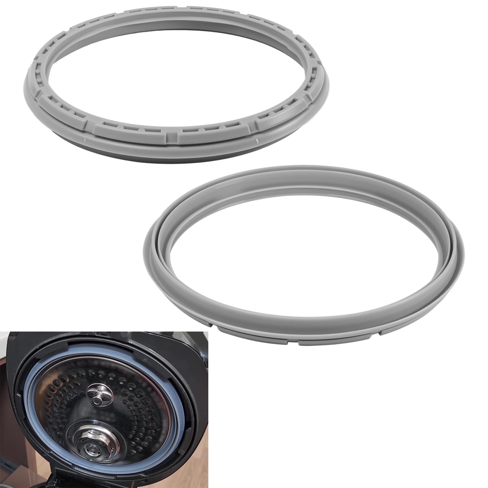 2 Pcs CCP-DH06 Silicone Pressure Rice Cooker Gasket, Compatible with 6-Cup IH Cooker Models, Replacement Dual Motion Rubber Packing, Replacement