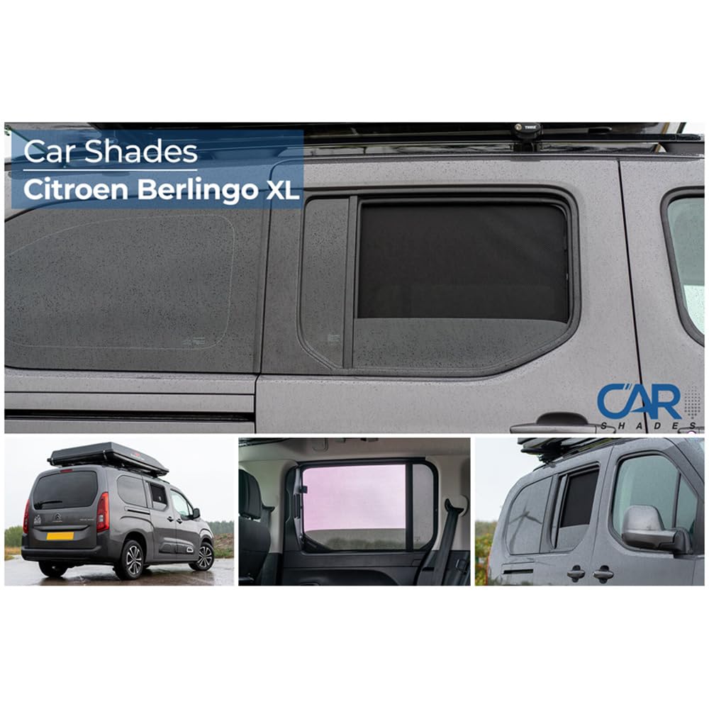 CAR SHADES Juego Compatible con Citroen Berlingo Multispace 2018- (sólo para el portón Trasero con luneta abrible) (6-Partes) cortinillas Parasol a Medida