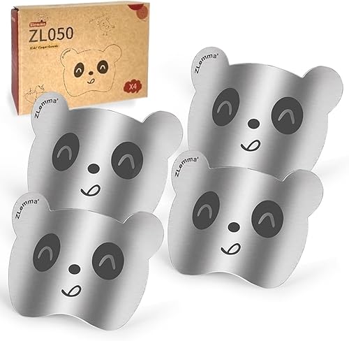 Juego de 4 protectores de dedos de panda para cortar alimentos, de acero inoxidable de alta calidad para picar, cortar verduras, frutas, carne,
