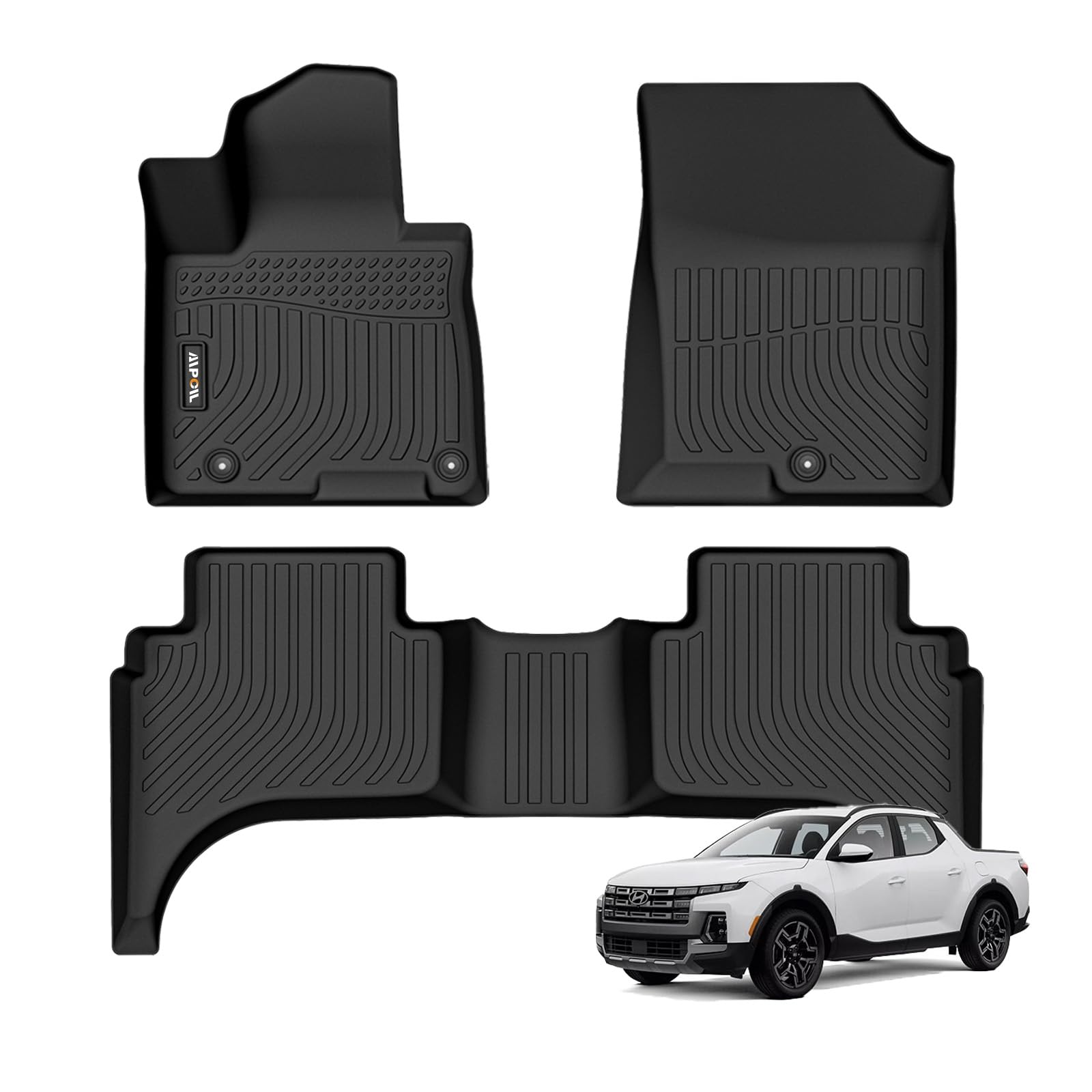 AIPOIL® Floor Mats for 2022-2025 2026 Hyundai Santa Cruz Fits 1st & 2nd Row TPE All Weather Anti-Slip Floor Liners Full Set Custom Car Mats Accessories, Black