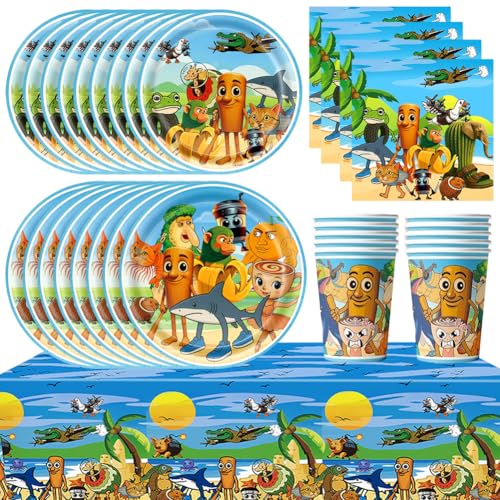 Juego de Vajilla Para Fiesta de Italian Brain, 51 PCS Vajilla de Fiesta Para Niños - Platos, Vasos, Servilletas Y Manteles de Papel Decoraciones de Cumpleaños De Shaur