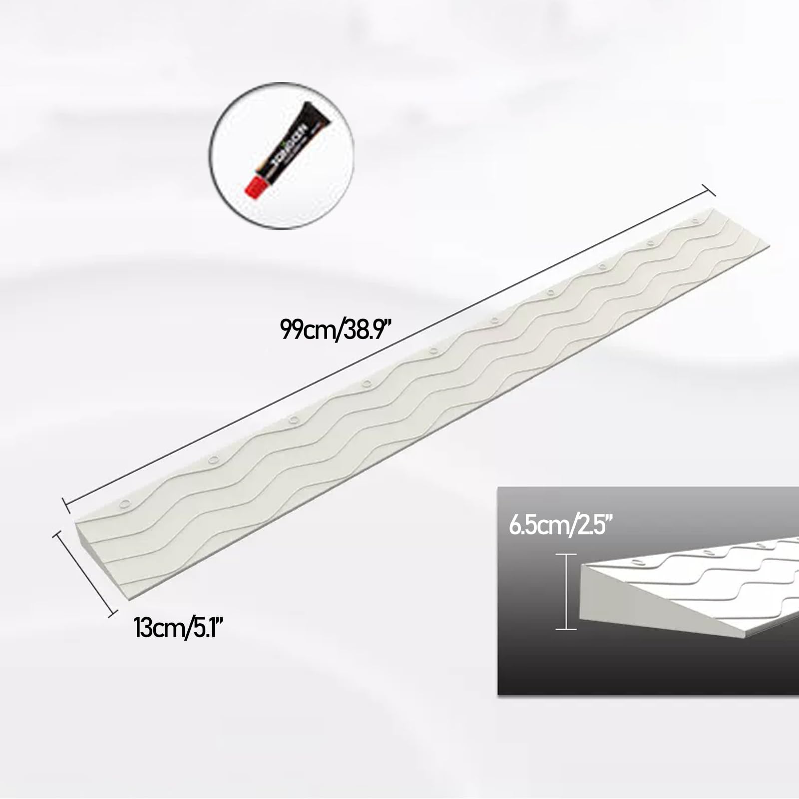 WRYSQBHJYB Wheelchair Ramp, Plastic Ramps for Wheelchairs for Home, 200 Lbs Load Capacity, Power Wheelchair Ramp for Doorways, Curb, Sweeper, Power Scooters, Bathroom(Beige,6.5cm/2.5in)