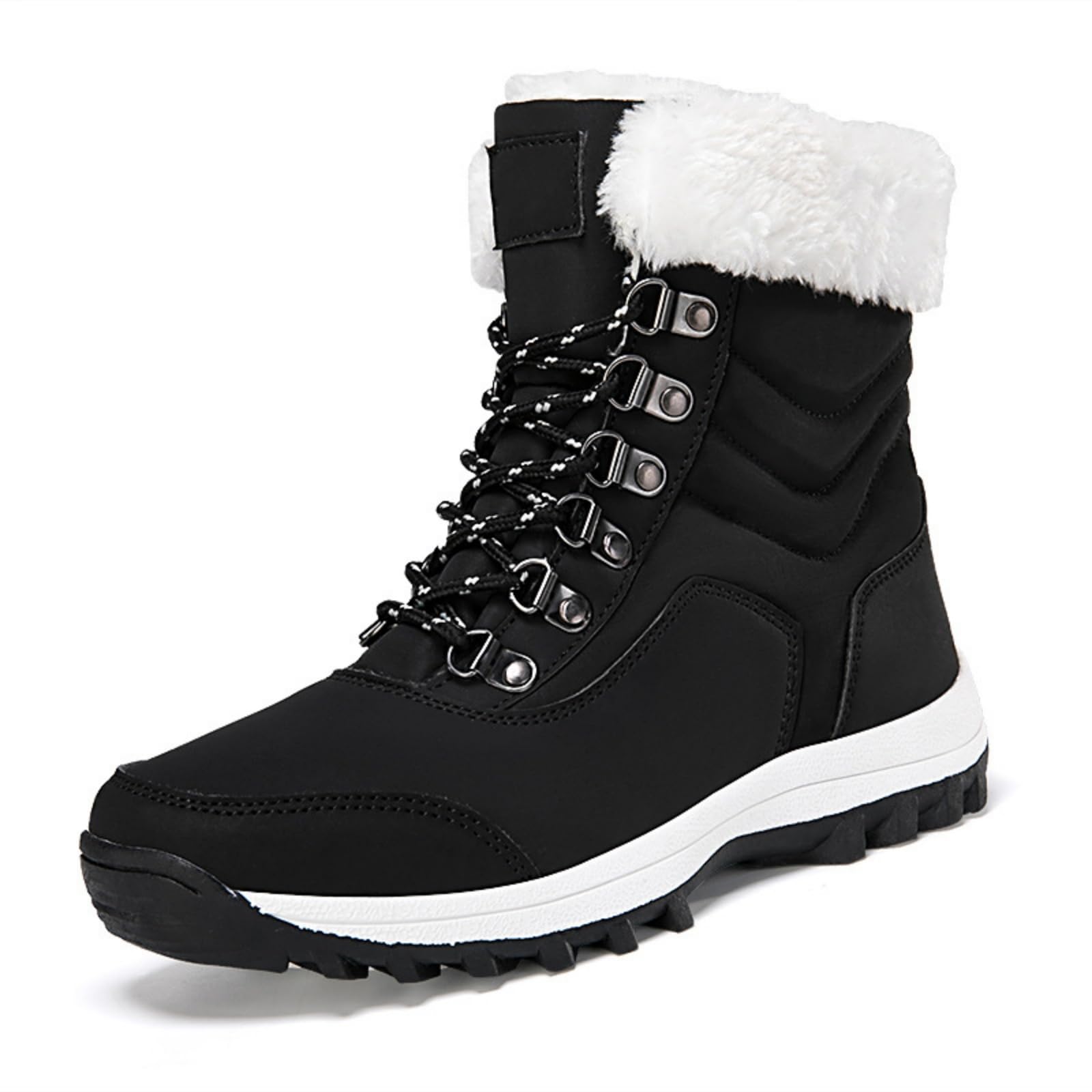 Snow Boots Women Warm Fur Lined Winter Boots Waterproof Anti Slip Furry Mid Calf Ankle Booties Comfortable Outdoor