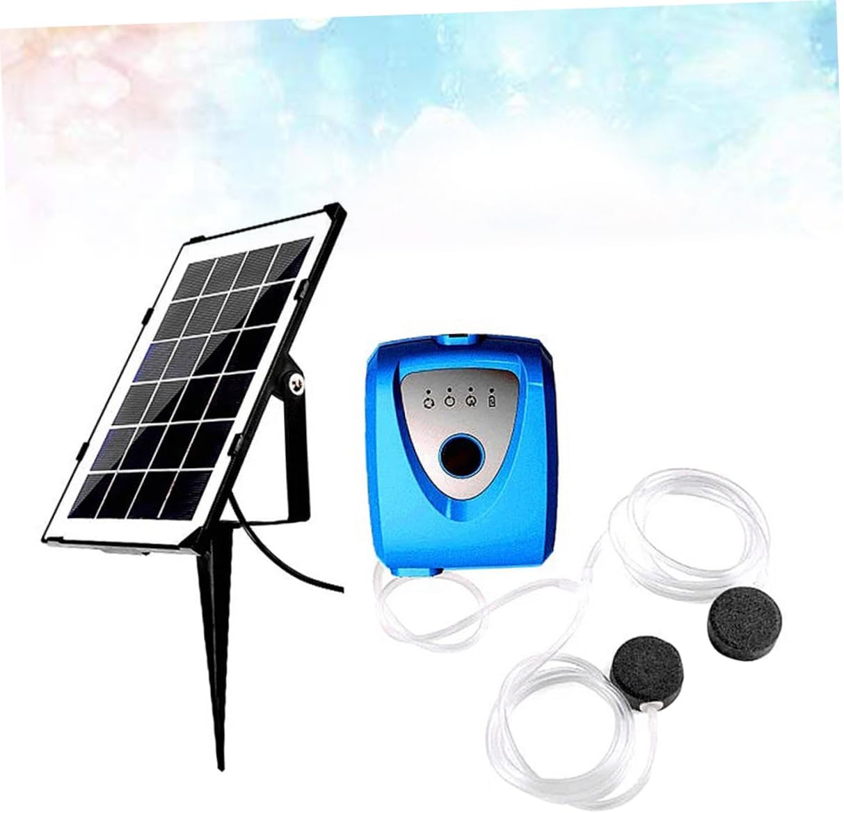 Kisangel Solar Powered Dual Oxygen Pump for Fish Tank Rechargeable Low Noise Aquarium Air Pump for Aquariums