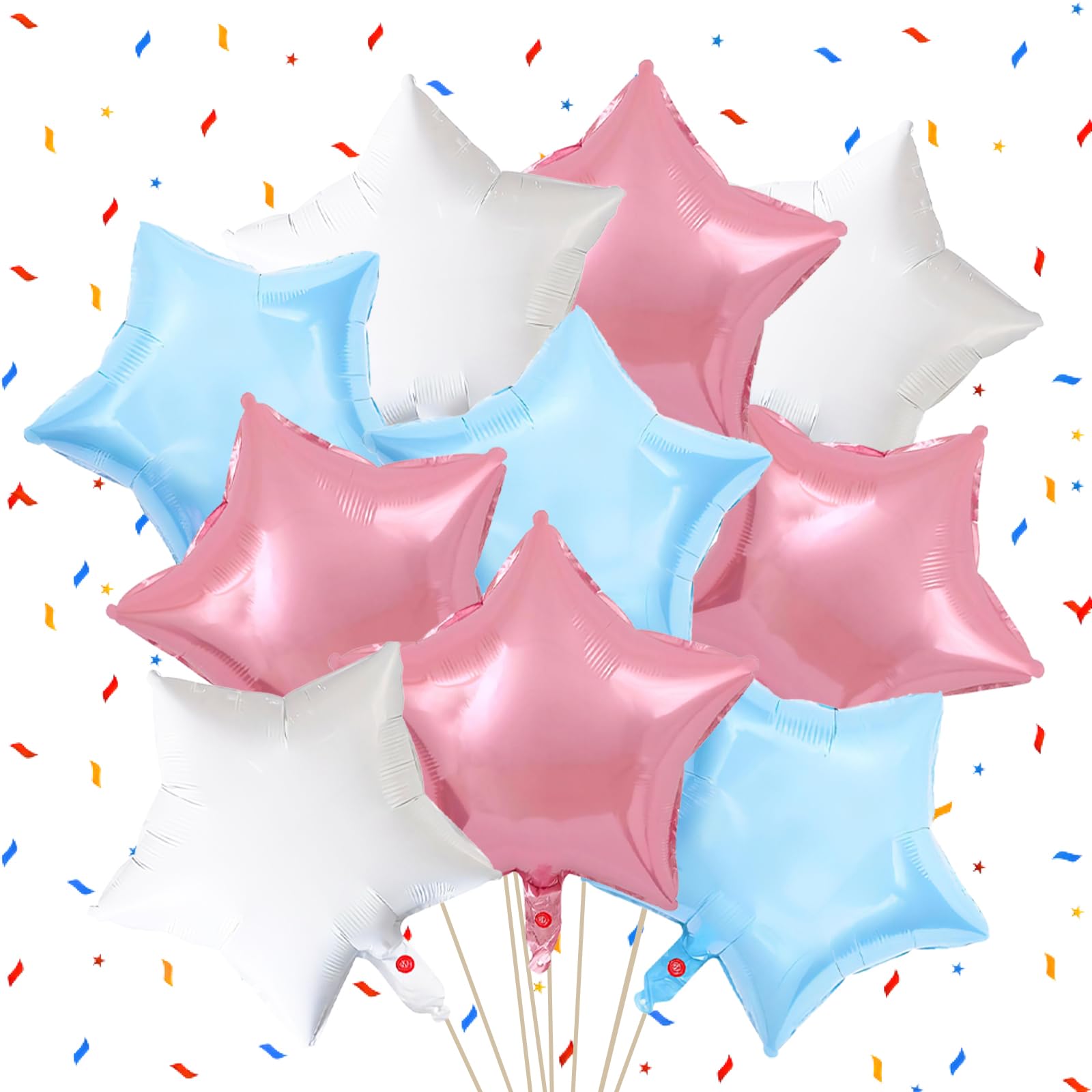 10 Pack 3-Color Star Balloons-18 Inch Star Foil Balloons for Christmas Birthdays Father's Day Engagement Wedding Baby Shower Party Decorations