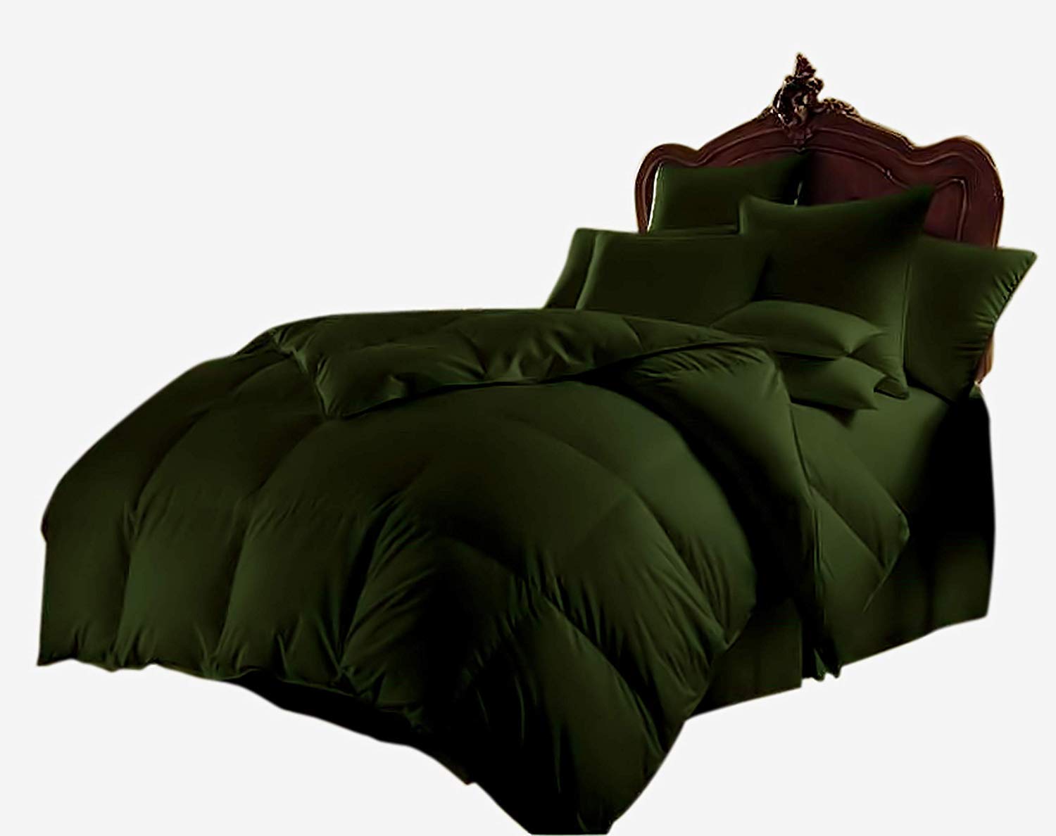 Luxurious Ultra Soft 1 Piece Alternative Quilted Comforter 300 GSM 600 Thread Pure Organic Cotton.!! (Olive,King/Cal King)-image-30