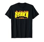 Osaka Japan, Yellow, Orange, and Black, Flame T-Shirt