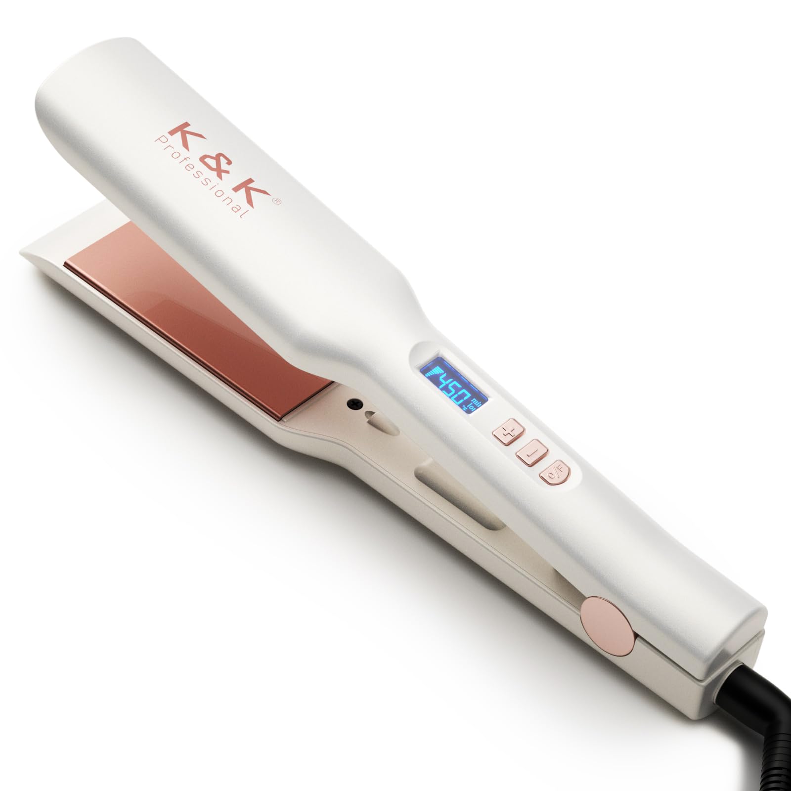 K&K Wide Flat Iron Hair Straighteners, Salon Quality 1.65 Inch Negative Ion Function Flat Irons, Ceramic Tourmaline Coated Plate for Less Frizz,