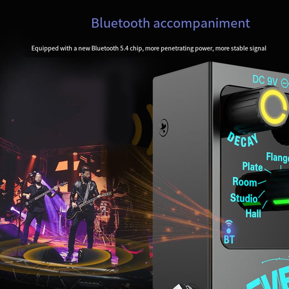 Efecto de Reverberación Digital para Guitarra Dispositivo de Pedal Efecto de Reverberación Incorporado 9 Accesorios para Guitarras con Bypass Real Basado en Reverberación Digital