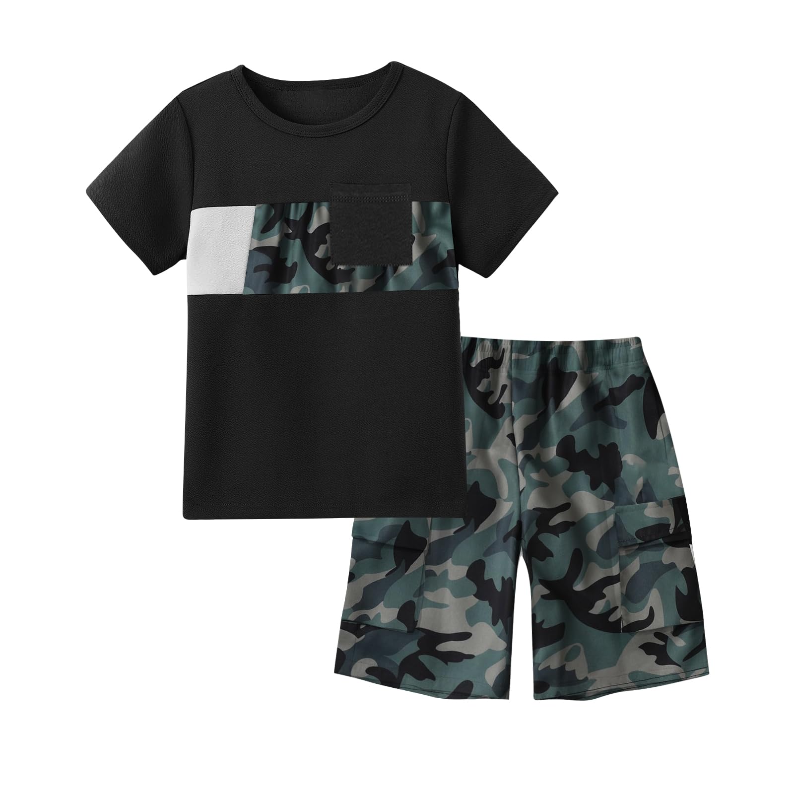 Boys Clothes Short Sleeve T-shirt and Camouflage Shorts 2PCS Clothing Sets Boys Summer Outfits 6-16 Years