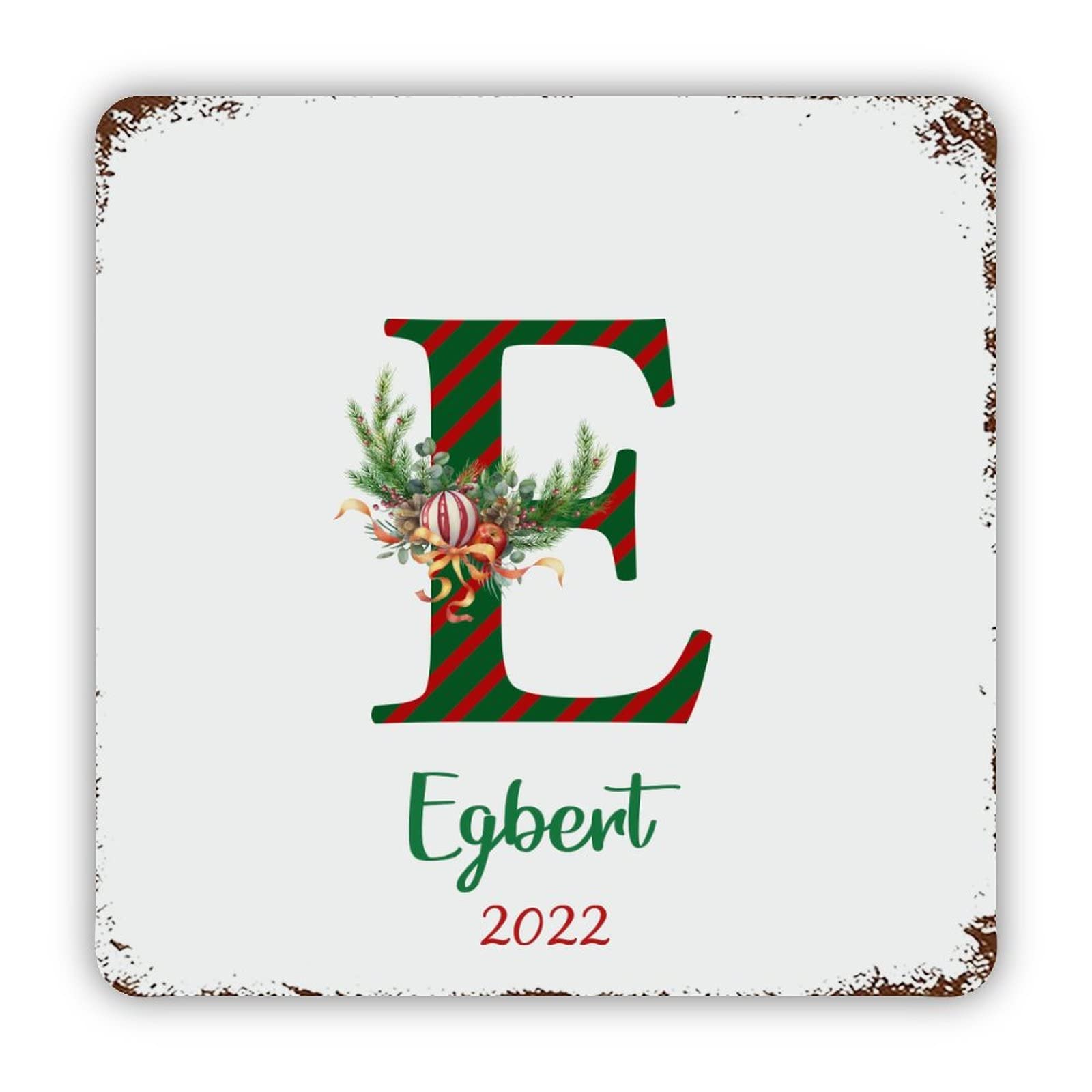 ENEDNATE Personalized Name Custom Initial Letter E Aluminum Tin Metal Sign for Indoor Outdoor Business Retail Store Patio Yard Home Decoration Easy to Mount Wall Art Print Poster 12x12 Inch