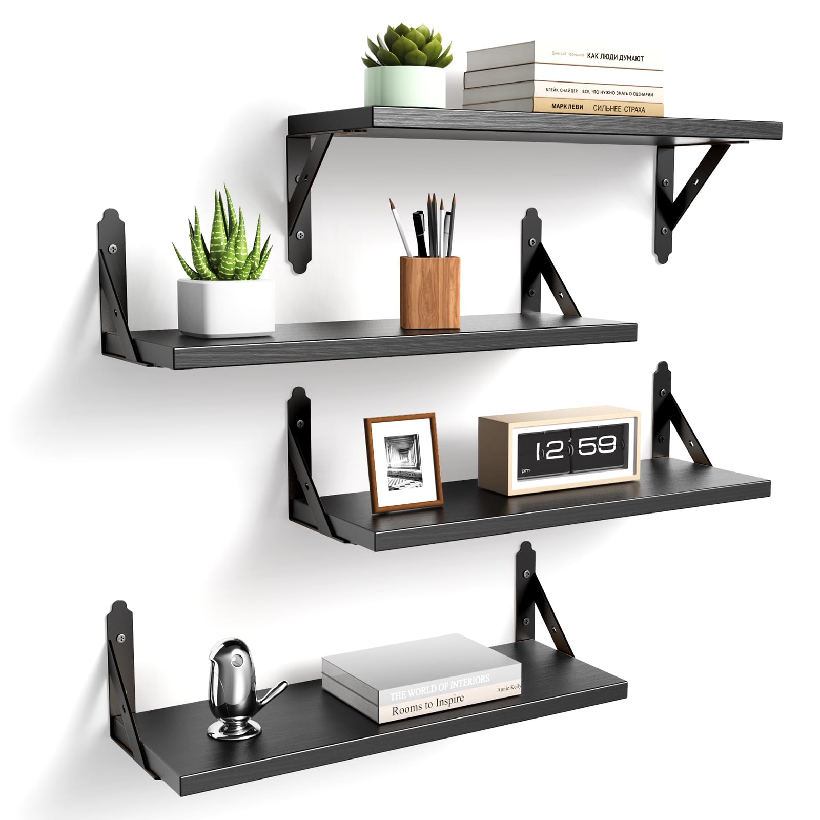 ROMGUAR CRAFT Wood Floating Shelves Set of 4