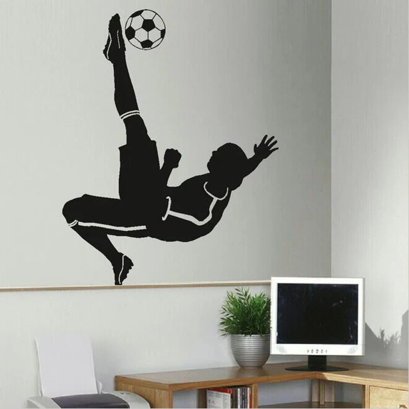 Zealplant Boys Black /Soccer Player Kids Wall Sticker 'S Room Bedroom Mural Sports Family Wall Sticker Gym