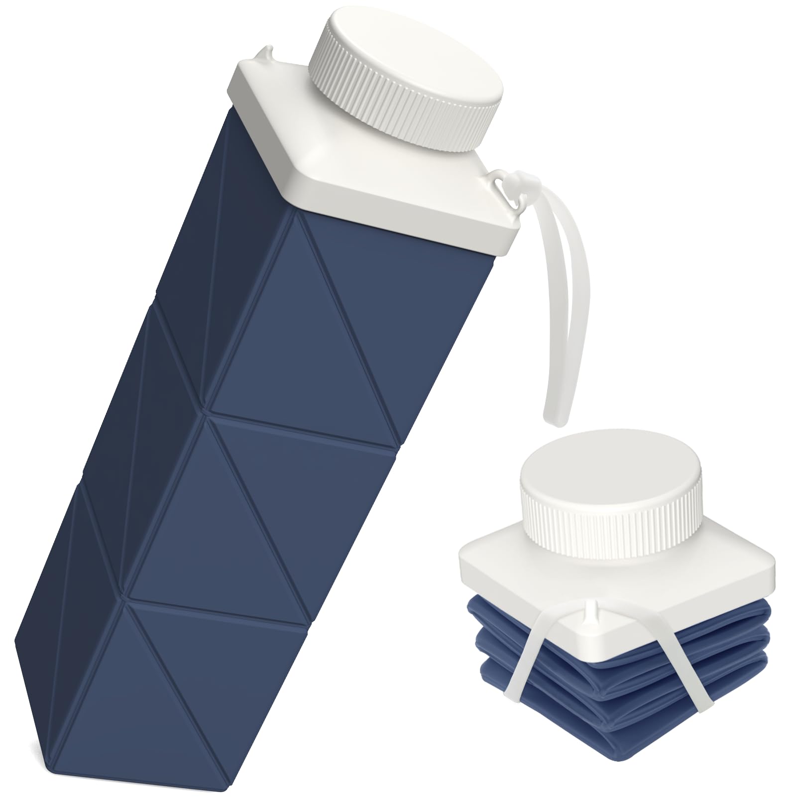 BEAUTAIL Składane butelki na wodę, 700 ml, przenośna i lekka, szczelna i wielokrotnego użytku, na kemping, wędrówki, do jogi, sportu, na zewnątrz, do szkoły, biura, 1 opakowanie, ciemnoniebieska