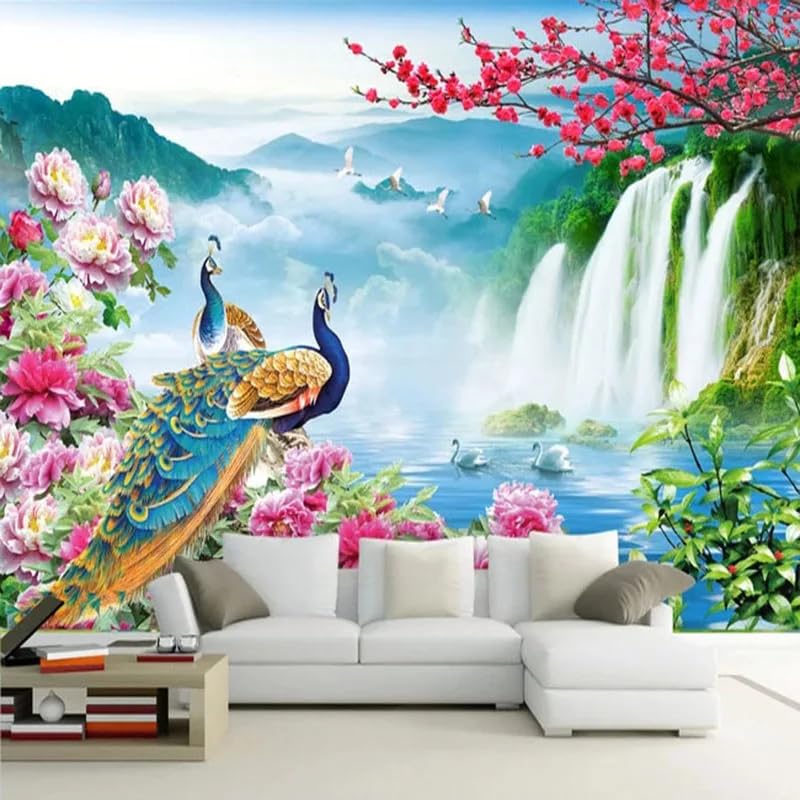 LILOKKO Custom Mural 3D Peacock Landscape Wallpaper Nature Scenery Fresco Living Room Tv Sofa Study Background Wall Mural