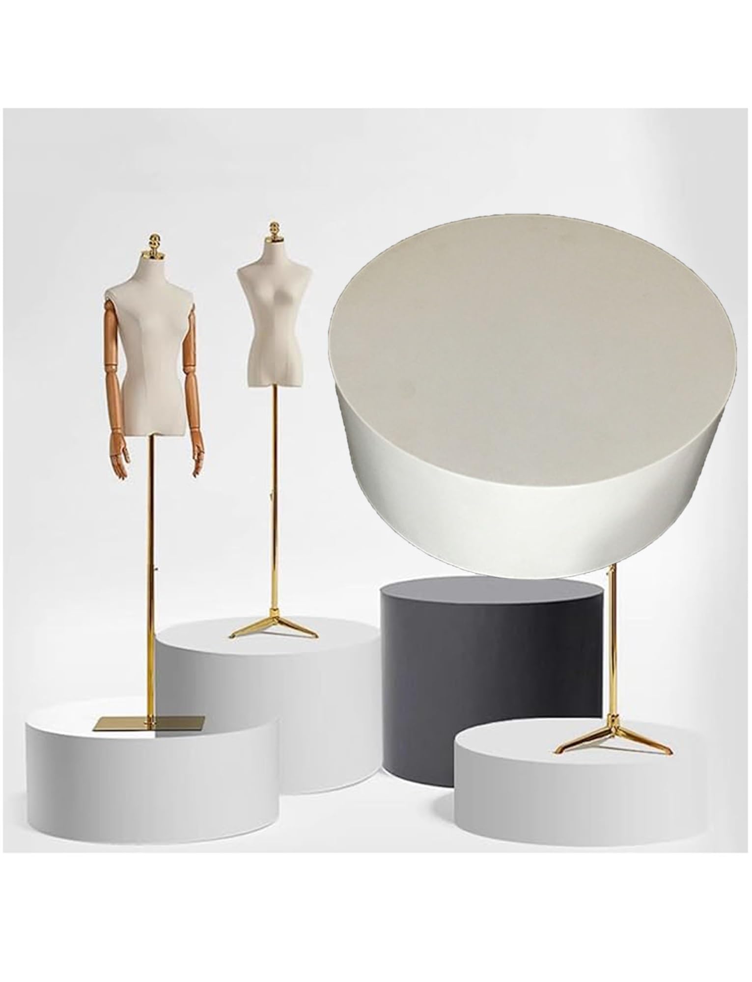 Round Display Pedestal Stand Event Decor Plinth Stands for Clothing/Bridal Shop Platform Base Risers for Mannequins/Shoes/Bags(Milk,40x60cm)