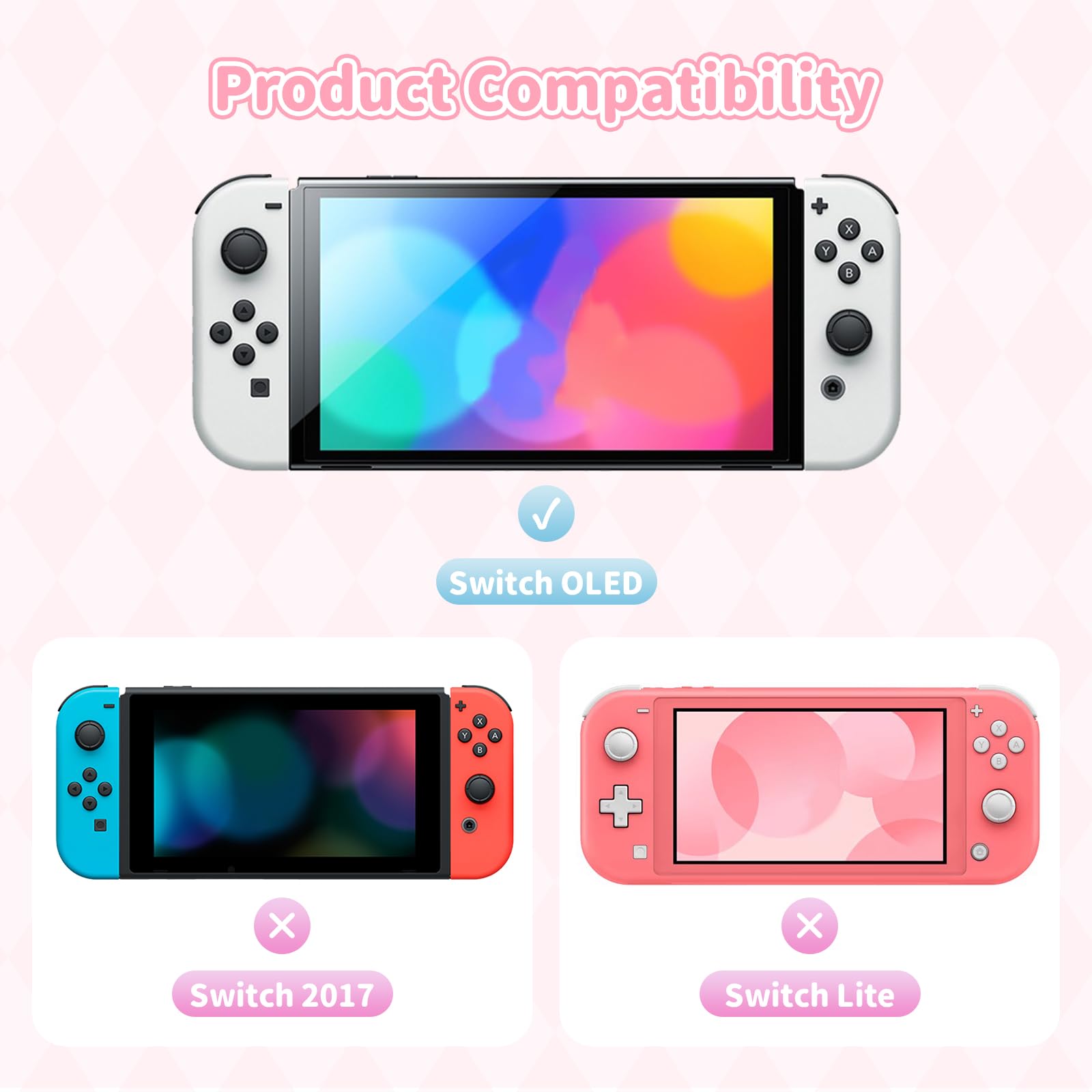Kuitmor Switch-Schutzhülle für Switch, süßes Cartoon-Design, schlanke Schutzhülle aus hartem PC, kompatibel mit Switch-Konsole und Original-Controller-Controllern (für Switch OLED)