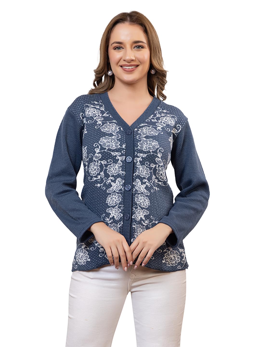 dadu dayal Women’s Premium Winter Wear V-Neck Knitted Buttoned Cardigan Soft Warm Wool Blend Full Sleeve Sweater for Ladies Elegant Everyday Cozy Winter Layer for Office & Casual Outfits-picture-12