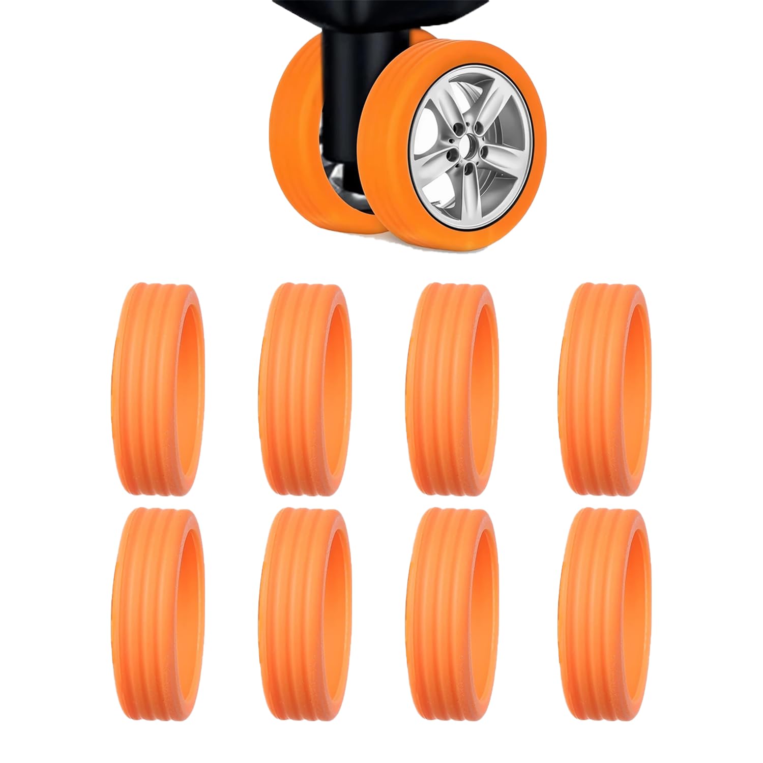 Yaliya Women's Orange 8Pcs Luggage Wheel Covers Portable Suitcase Wheel Protector Covers Suitcase Wheel Covers Suitcase Wheel Covers Silicone Luggage Wheel Protector Covers Resistant Luggage Wheel Cover Lower Noise