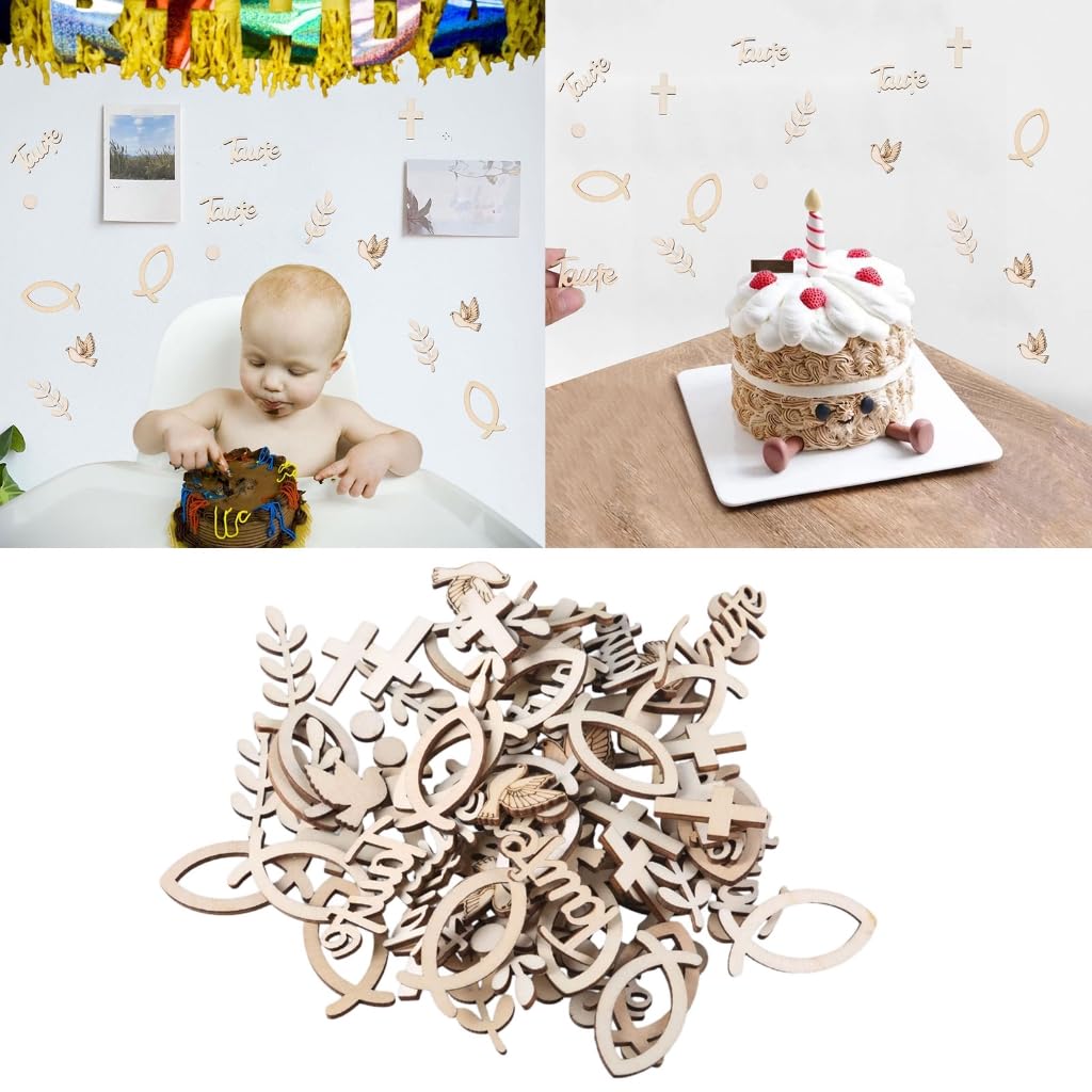 Decorazione Per Comunione E Battesimo - Set Con Pesci Di Legno, Tovaglioli E Accessori Festivi - Foto 4