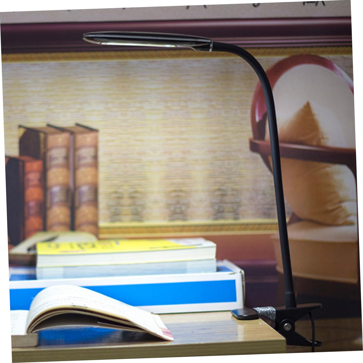 Lámpara de Lectura LED con Clip USB Flexible Brillo Luz Portátil para Escritorio Dormitorio Viaje Negra