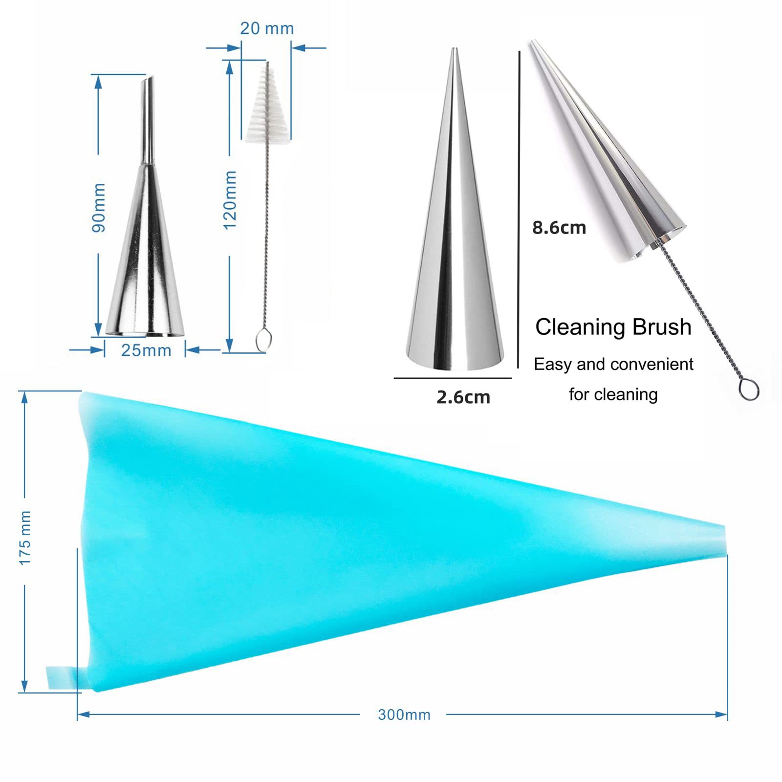 Stampi Per Cannoli Antiaderenti In Acciaio Inox - Set 20 Pezzi Con Spazzole Per Pasticceria - Foto 8