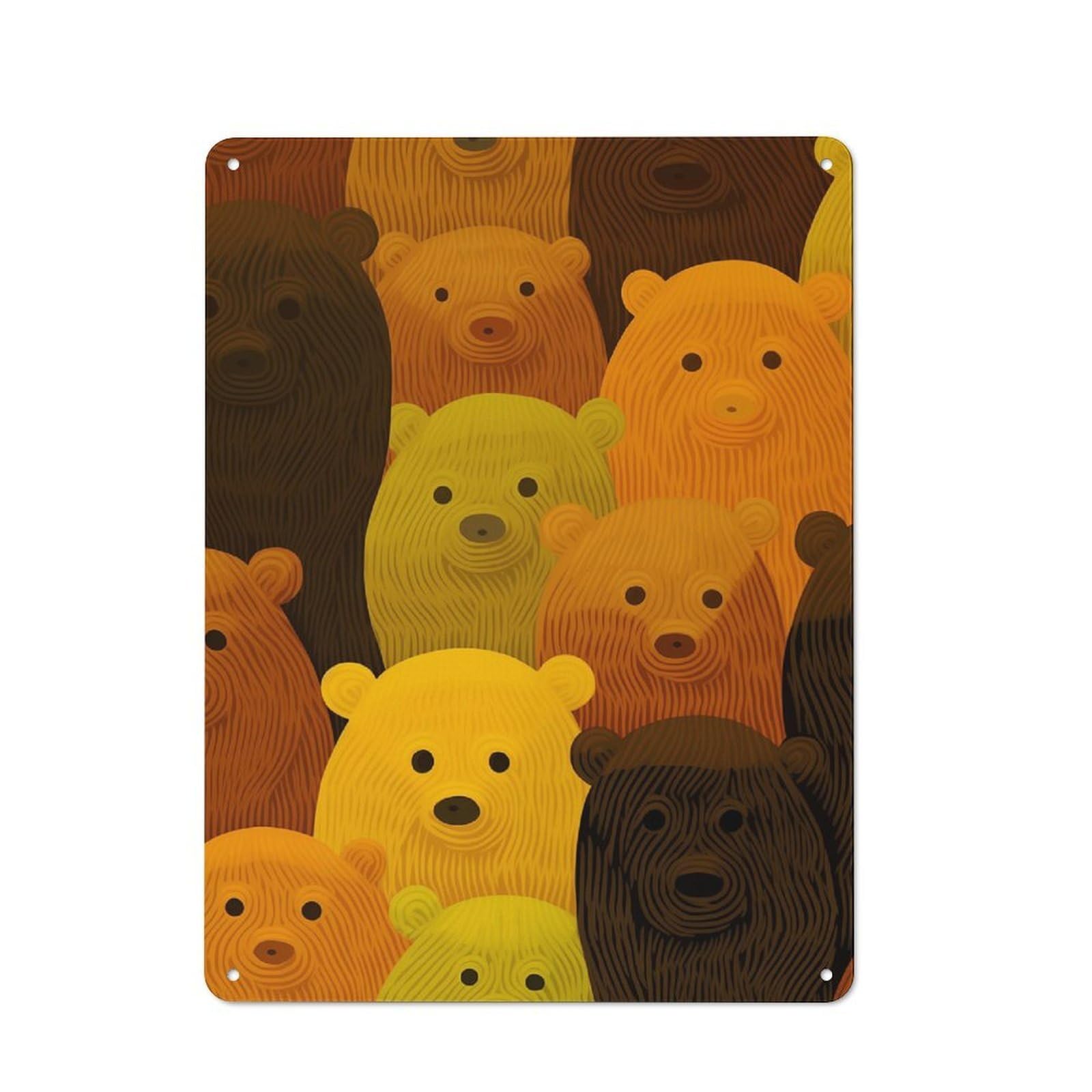 Junmoney Cute Bears Metal Wall Plaque For Halloween Party Room, Bar, Hallway Or Kitchen, Seasonal Gift For Friends And Spooky Decor Lovers, 40X30cm
