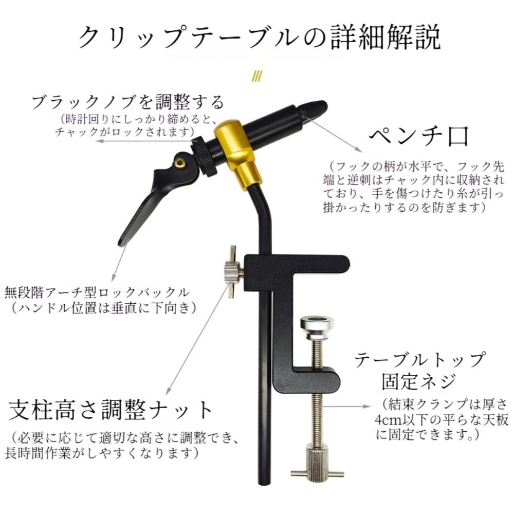 Amazon.co.jp: Klivex フライタイイングバイス 卓上型 釣り針結束
