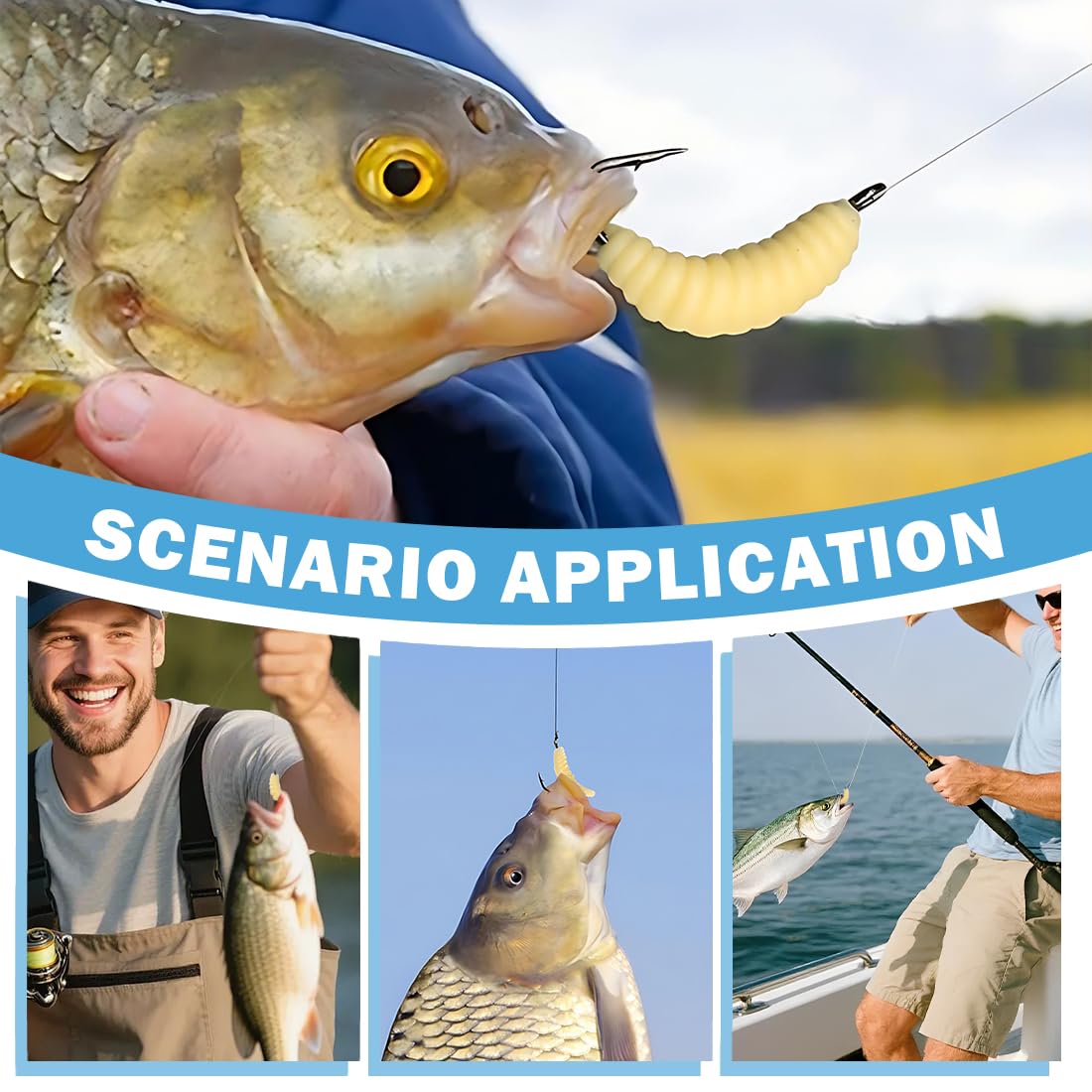 50Gusanos De Gusano De Silicona Suave Con Anzuelo De Pesca, Cebo